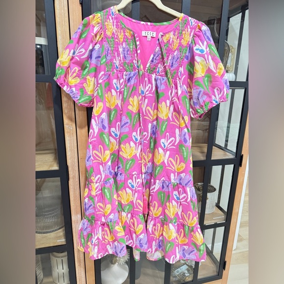 TCEC On My Mind Mini Dress floral smocked short puff sleeve Shop The Mint tiered - Picture 3 of 8